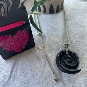 Brighton Free Spirit Spiral Resin Crystal Silver Necklace NWT